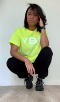 Neon Green Tee YBE Signature Logo Graphics YBE Neck Tag Short Sleeves Machine Washable 100% Cotton