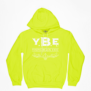 YBE Signature Logo Hoodie Volt Green White Young Black Exec Clothing