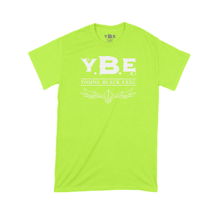 YBE Signature Logo T-Shirt Volt Green/White – Young Black Exec